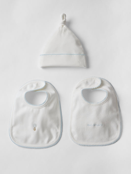 Hot Air Balloon Bib and Hat 3 Piece Set