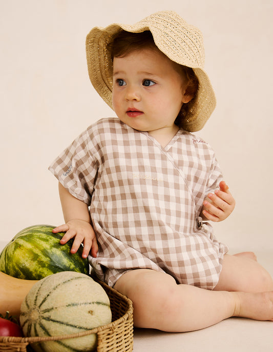 Summer Nostalgia Gingham Embroidered Romper