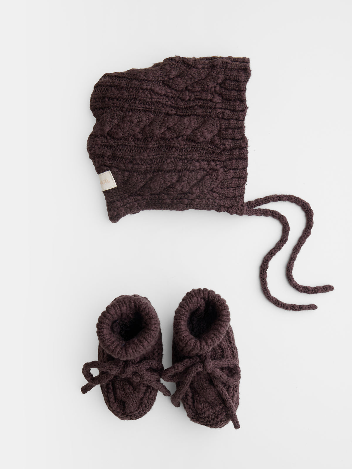 Cable Knit Booties in Chocolate