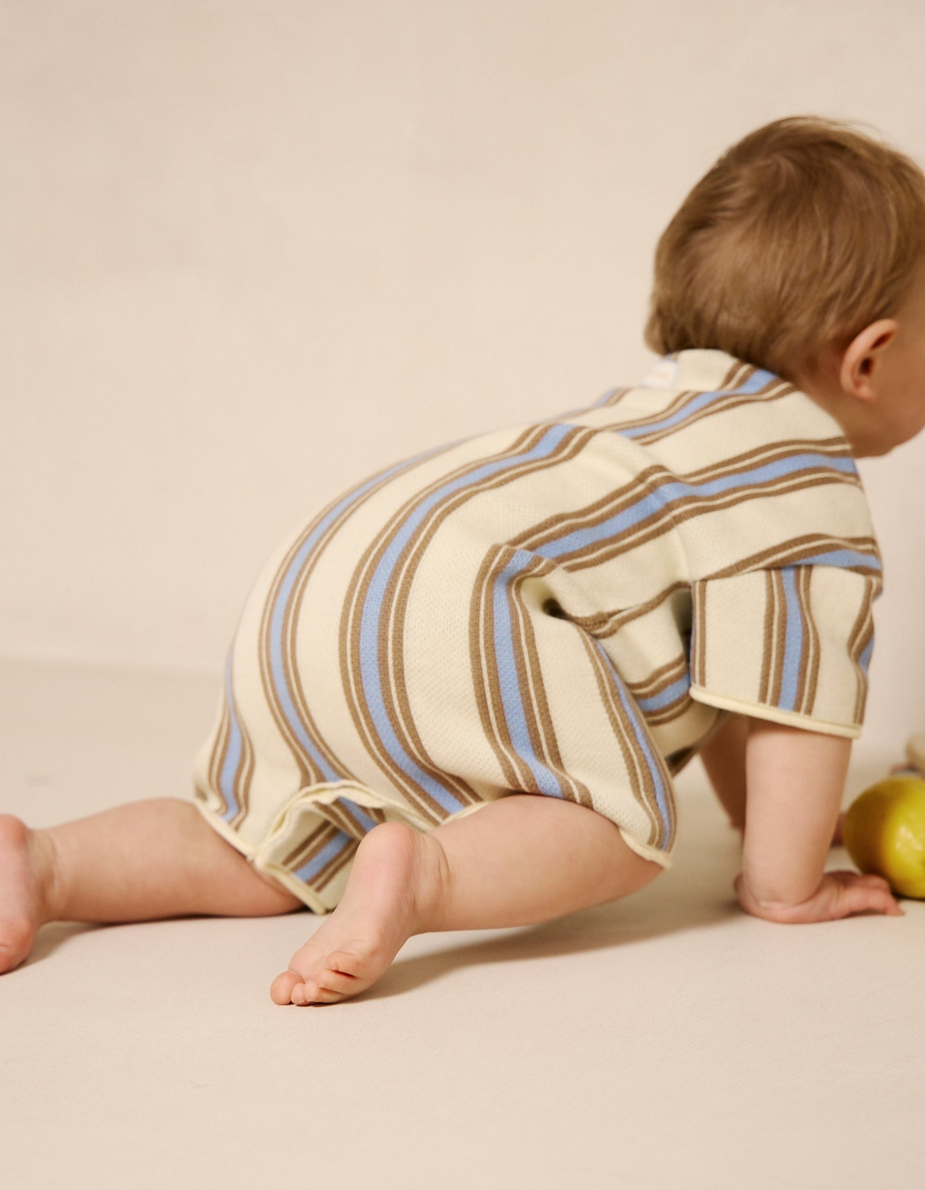 Roam Cotton Stripe Romper in Lemon