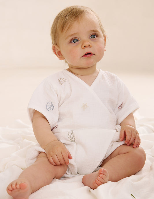 Little Bay Muslin Embroidered Romper