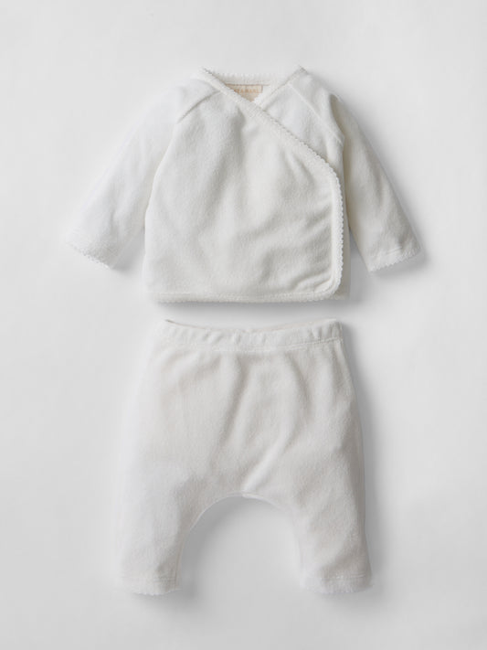 Soft Scalloped Towelling Set in Pure White