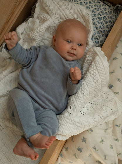 Soft Scalloped Towelling Set in Vintage Blue