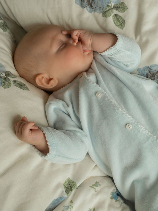 Snuggle Towelling Sleepsuit in Soft Blue
