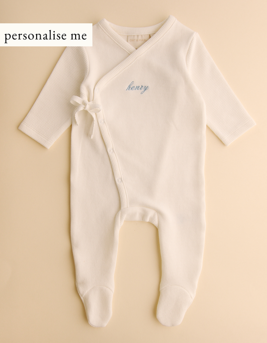 Personalised Waffle Wrapover Sleepsuit