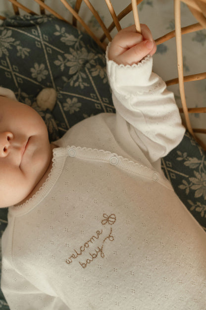 Welcome Baby Pointelle Sleepsuit & Hat Set