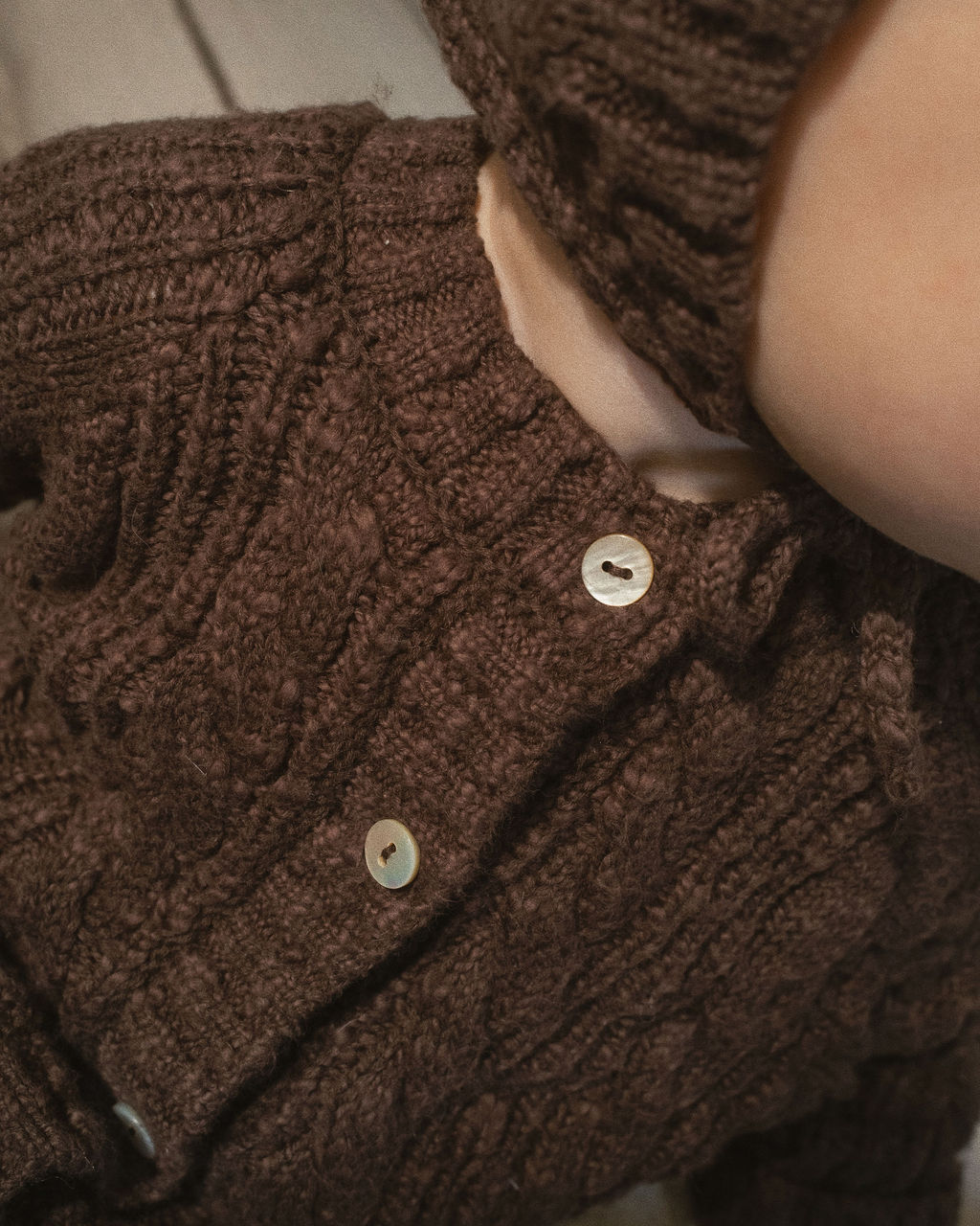 Cotton Cable Knit All in One in Chocolate
