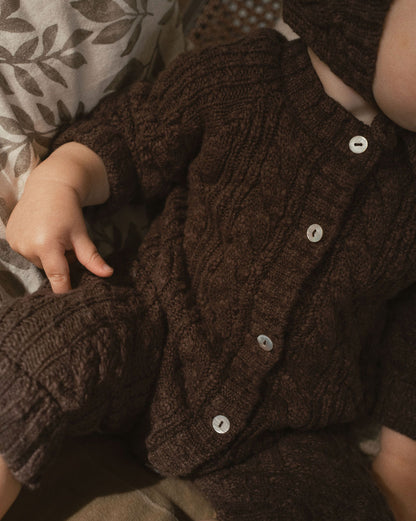 Cotton Cable Knit All in One in Chocolate
