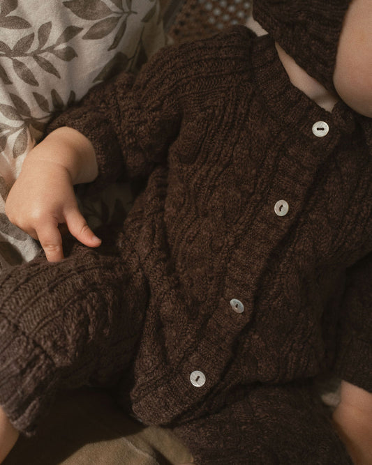 Cotton Cable Knit All in One in Chocolate