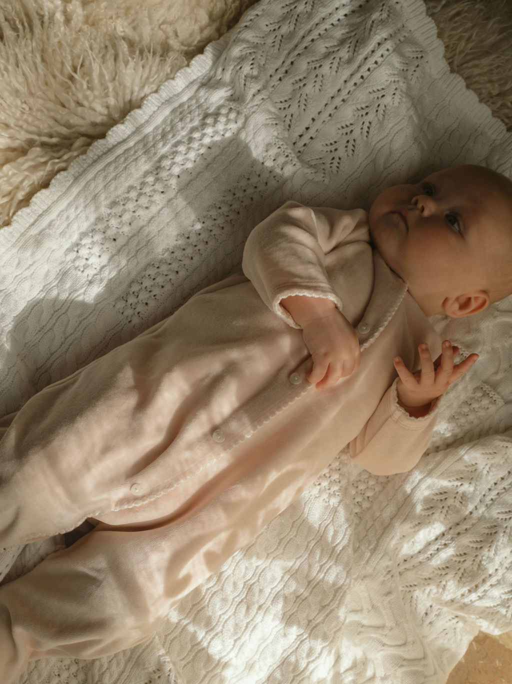 Snuggle Towelling Sleepsuit in Soft Pink