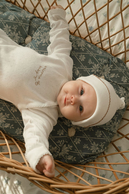Welcome Baby Pointelle Sleepsuit & Hat Set