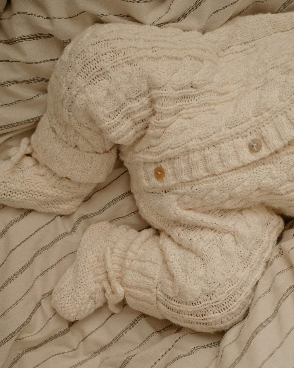Cotton Cable Knit All in One in Ecru