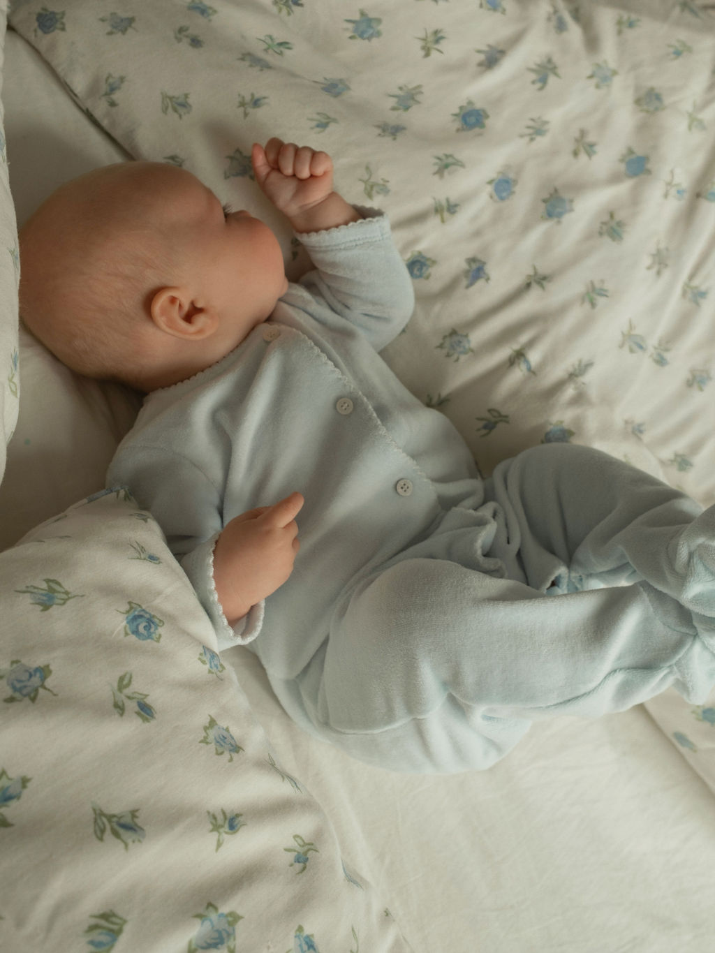 Snuggle Towelling Sleepsuit in Soft Blue