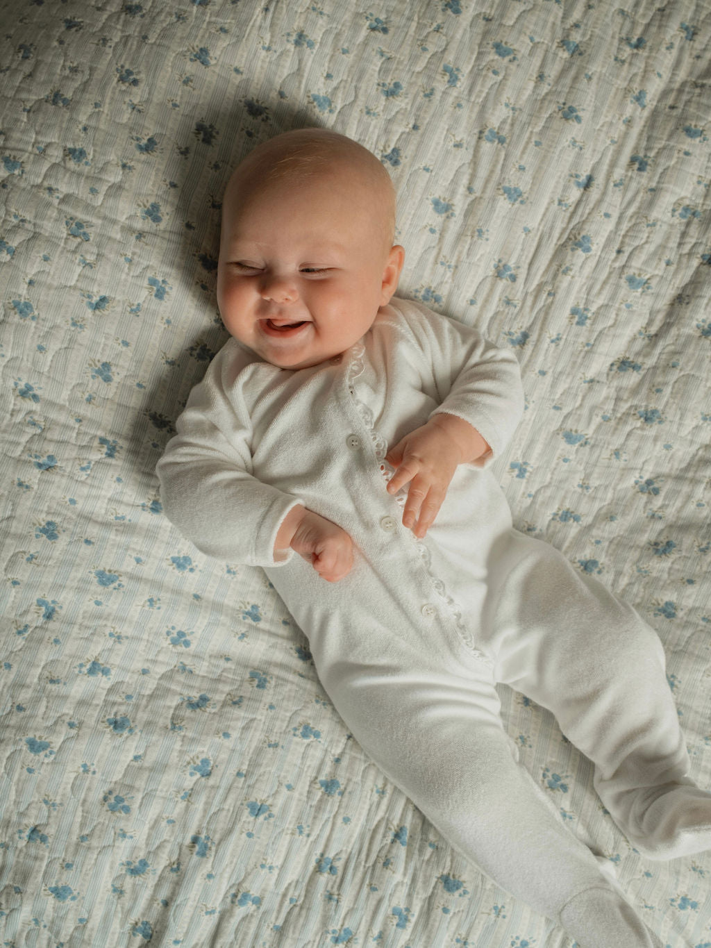 Dreamer Broderie Towelling Sleepsuit in White