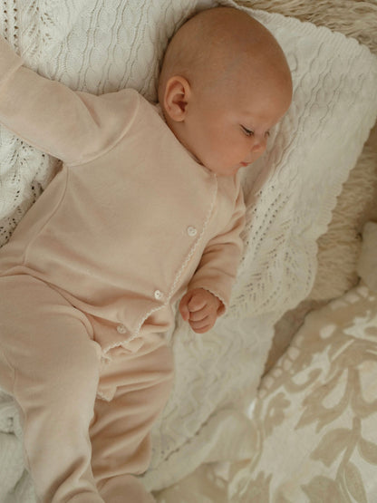 Snuggle Towelling Sleepsuit in Soft Pink