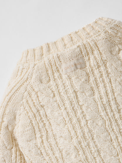 Cotton Cable Knit All in One in Ecru