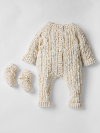 Cotton Cable Knit All in One in Ecru