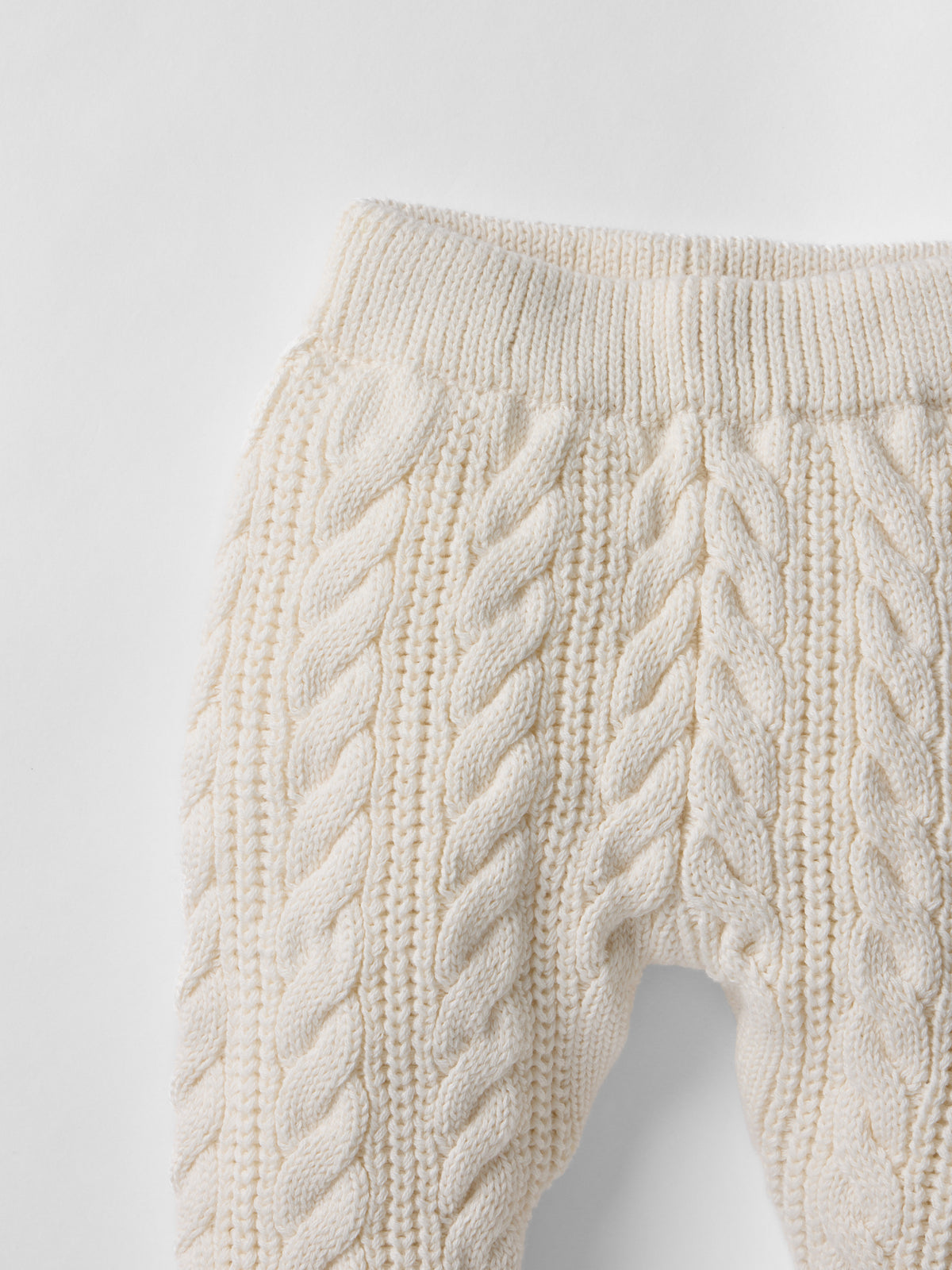 Cotton Cable Knit Hooded Set in Ecru