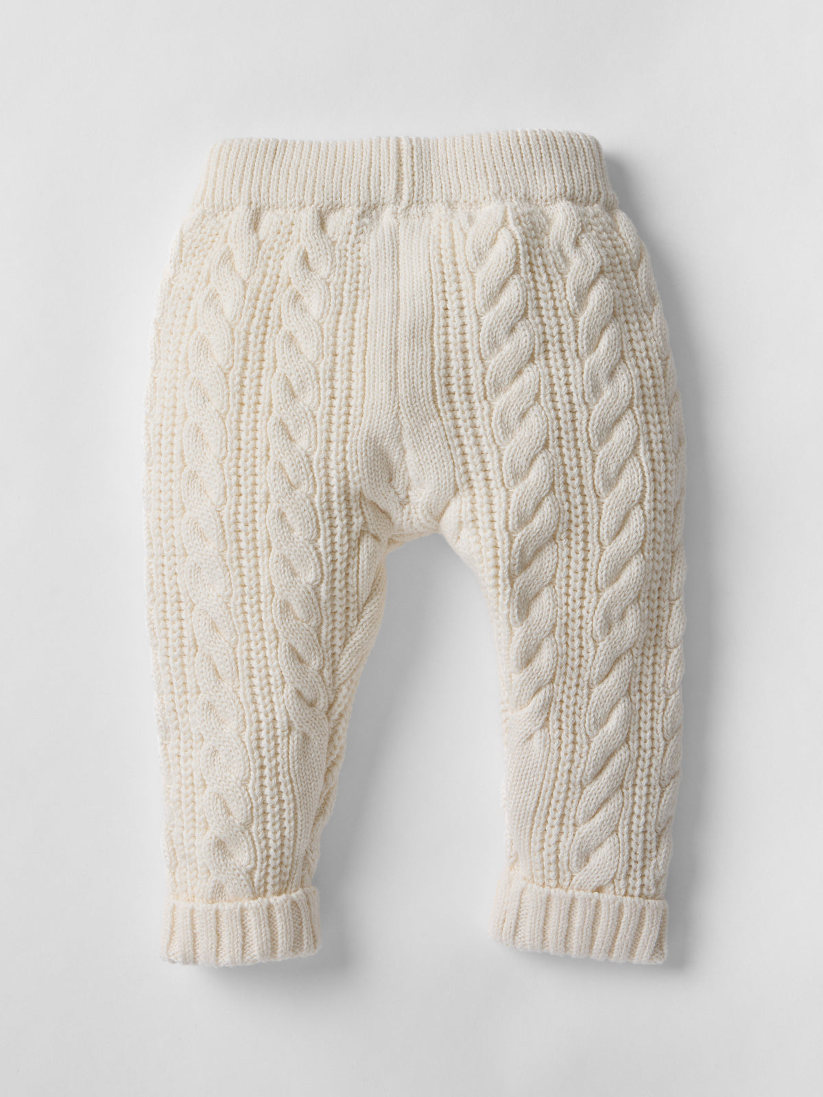 Cotton Cable Knit Hooded Set in Ecru