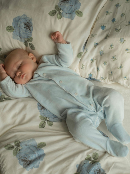 Snuggle Towelling Sleepsuit in Soft Blue
