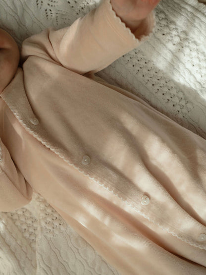 Snuggle Towelling Sleepsuit in Soft Pink