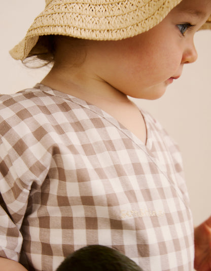 Summer Nostalgia Gingham Embroidered Romper