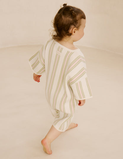 Roam Cotton Stripe Romper in Pink