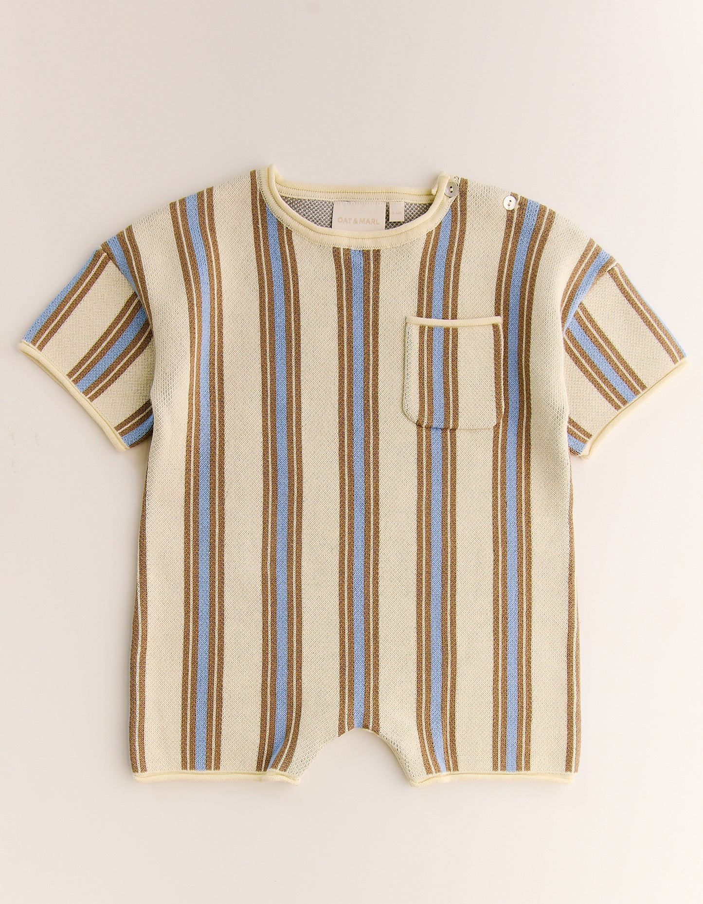 Roam Cotton Stripe Romper in Lemon