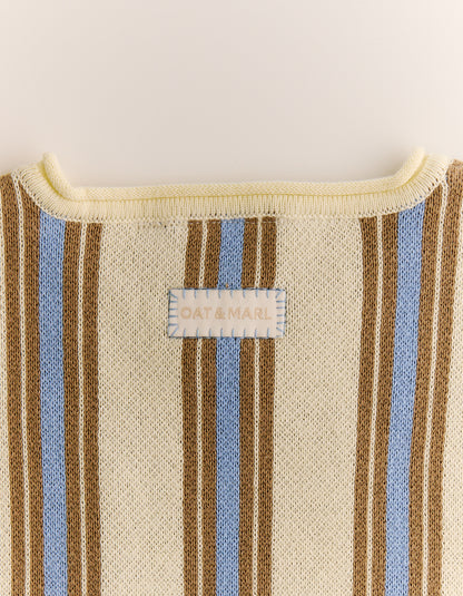 Roam Cotton Stripe Romper in Lemon