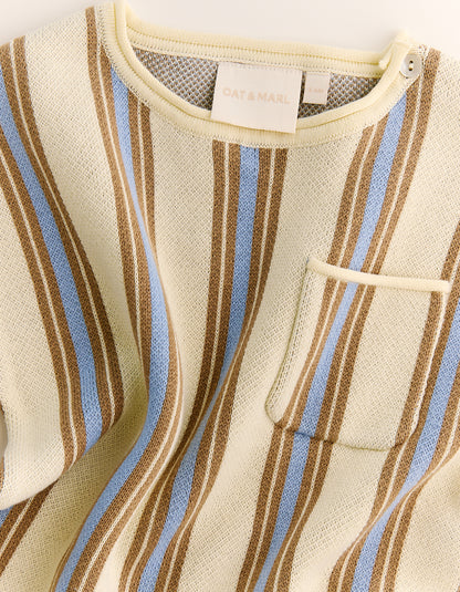 Roam Cotton Stripe Romper in Lemon