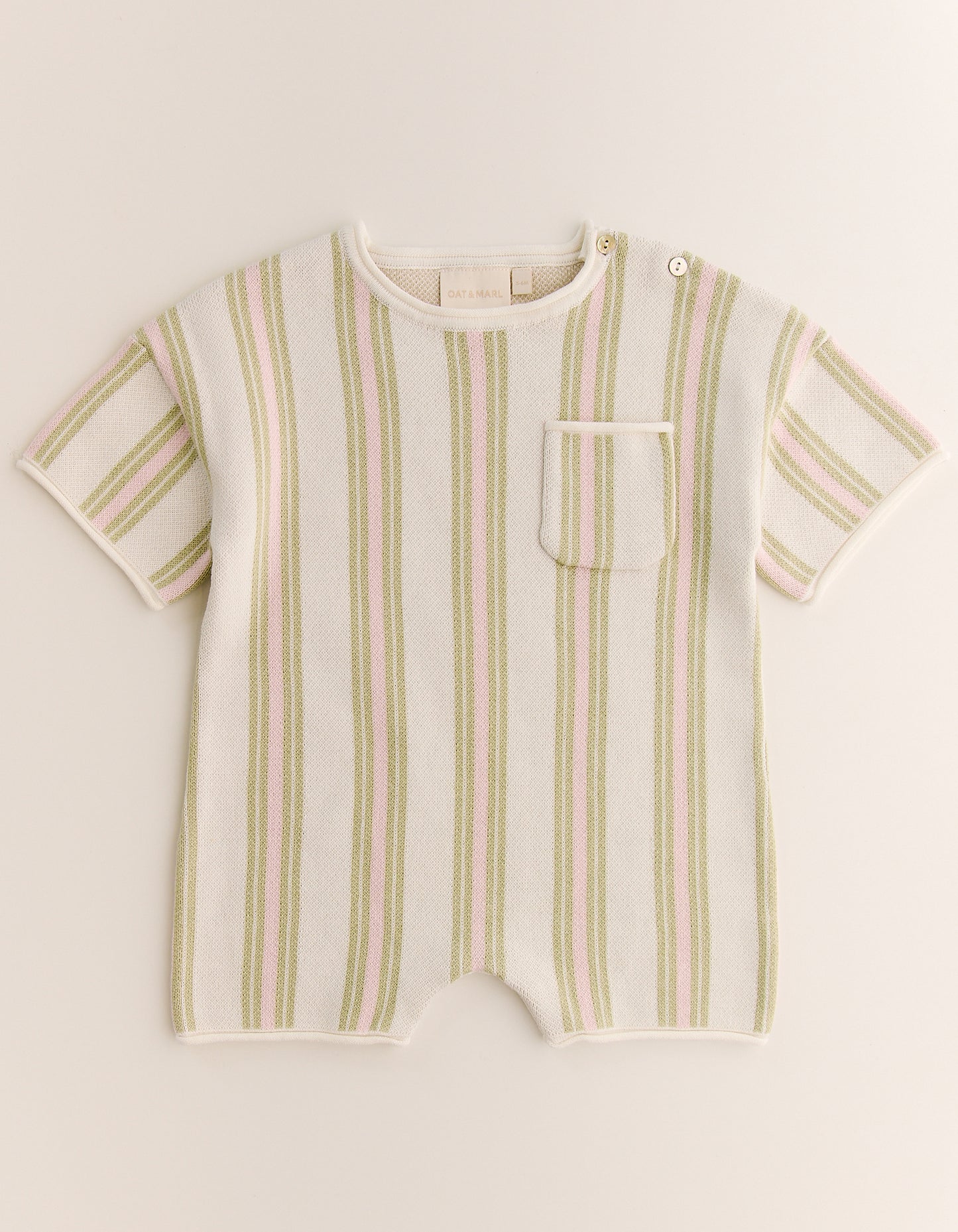 Roam Cotton Stripe Romper in Pink