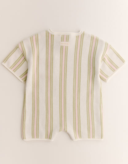 Roam Cotton Stripe Romper in Pink