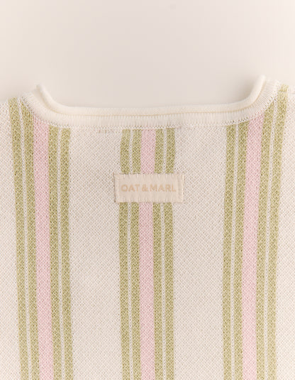 Roam Cotton Stripe Romper in Pink