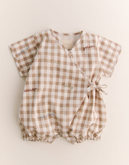 Summer Nostalgia Gingham Embroidered Romper