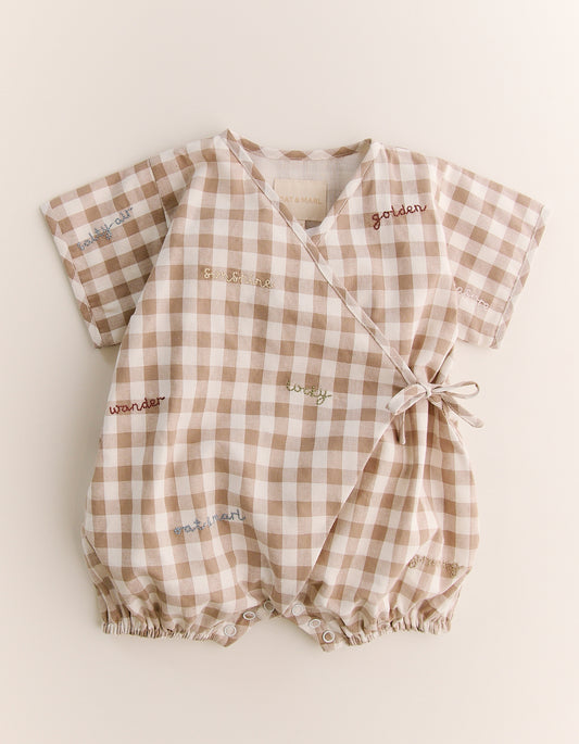 Summer Nostalgia Gingham Embroidered Romper