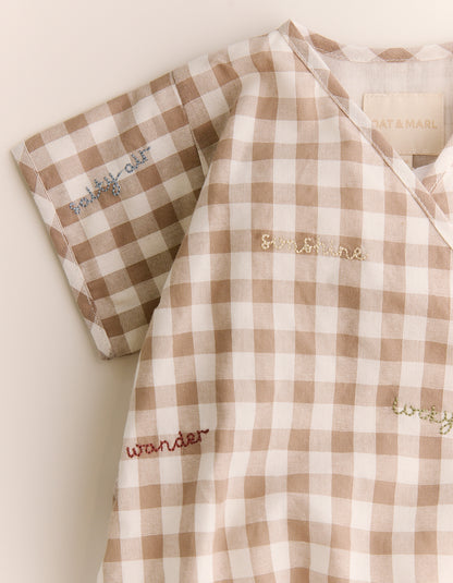 Summer Nostalgia Gingham Embroidered Romper