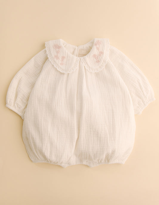 Petits Fleurs Collar Detail Cotton Romper