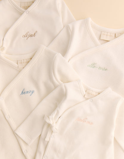 Personalised Waffle Wrapover Sleepsuit