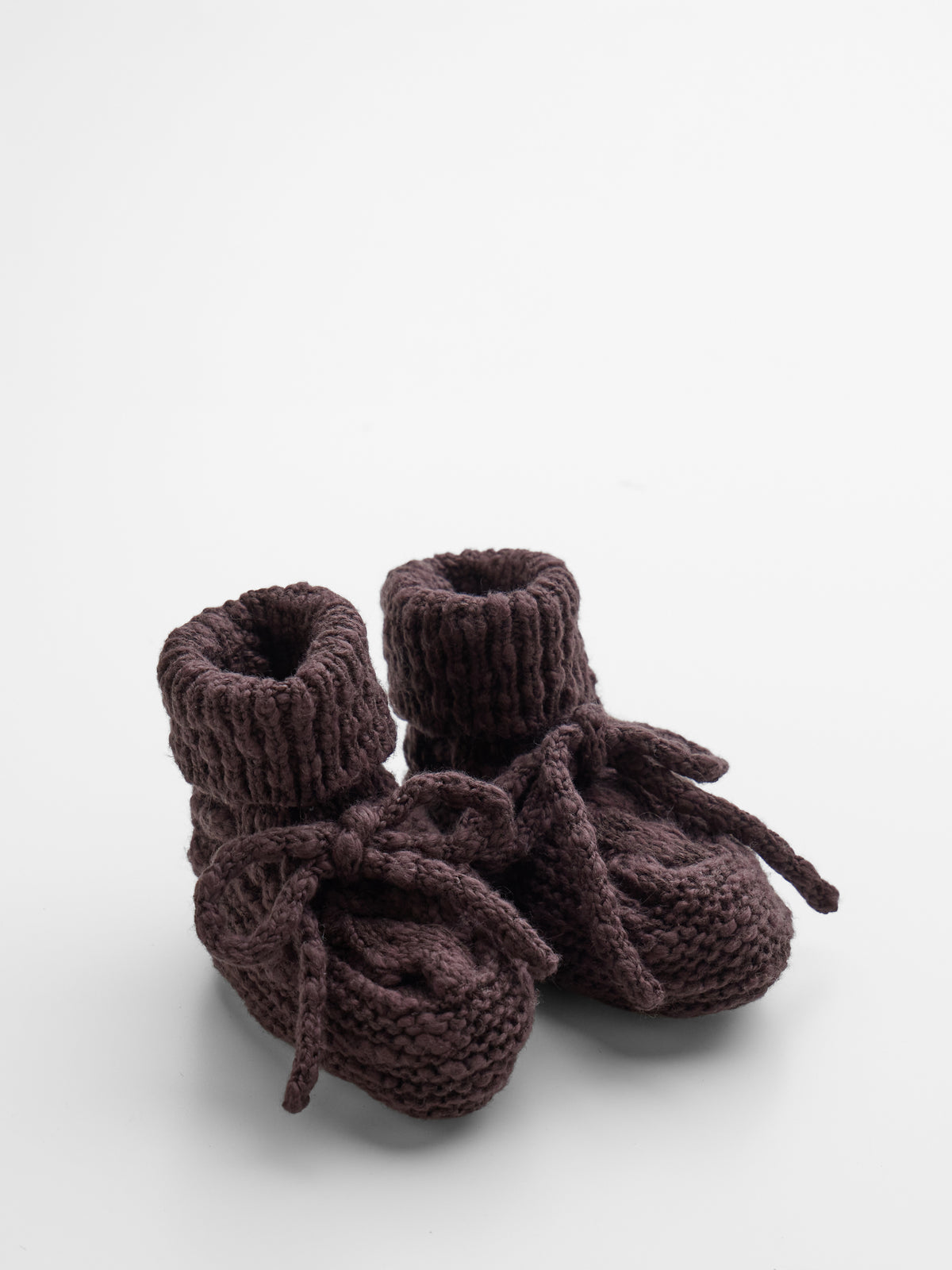 Cable Knit Booties in Chocolate
