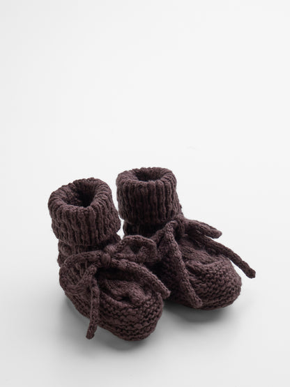 Cable Knit Booties in Chocolate