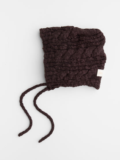 Cable Knit Bonnet in Chocolate