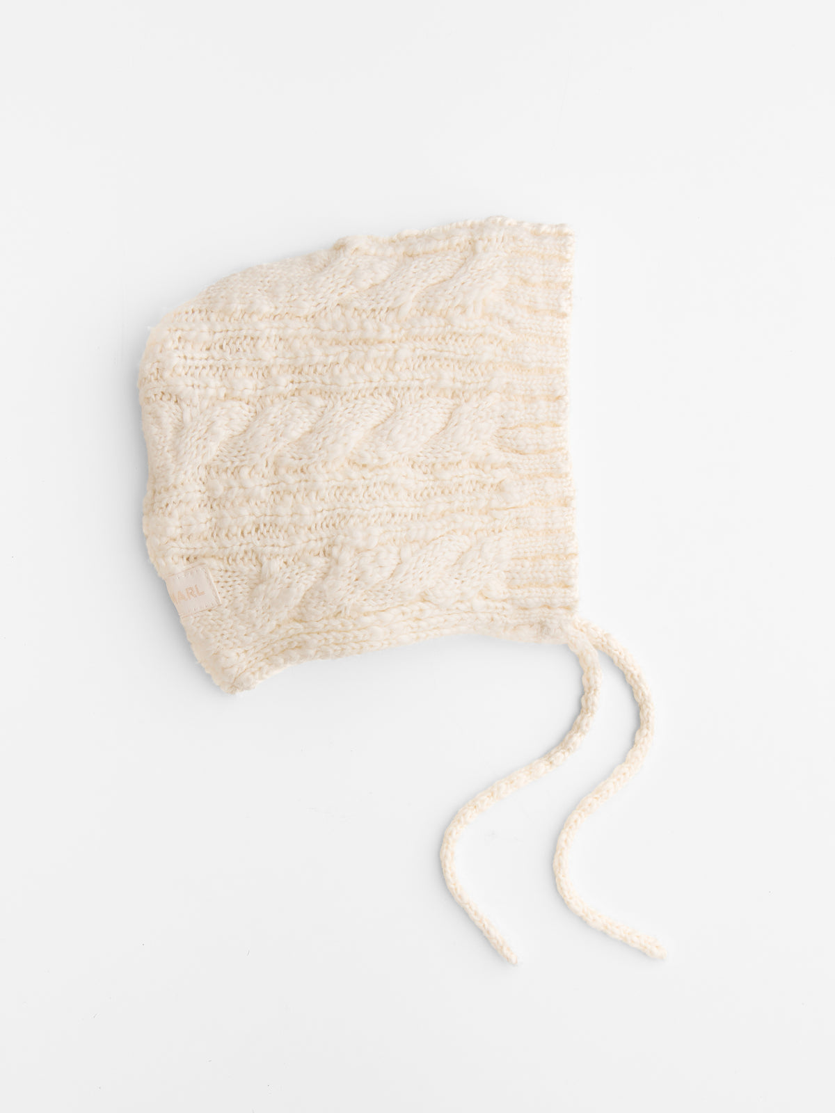 Cable Knit Bonnet in Ecru