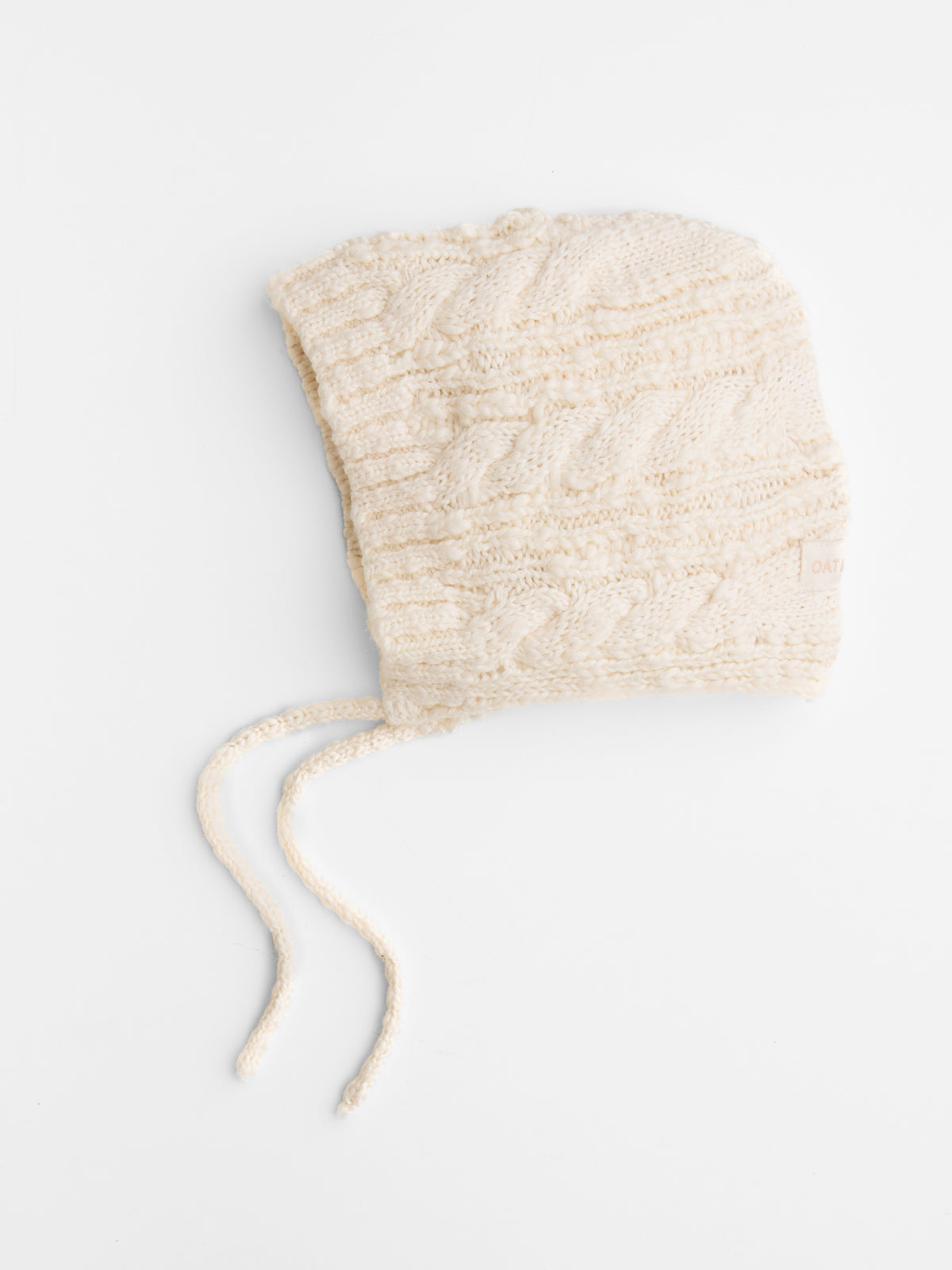 Cable Knit Bonnet in Ecru