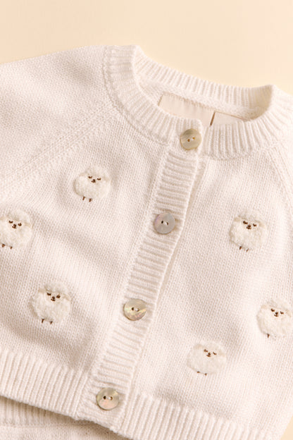 Knitted Little Lambs Cardigan and Short Set