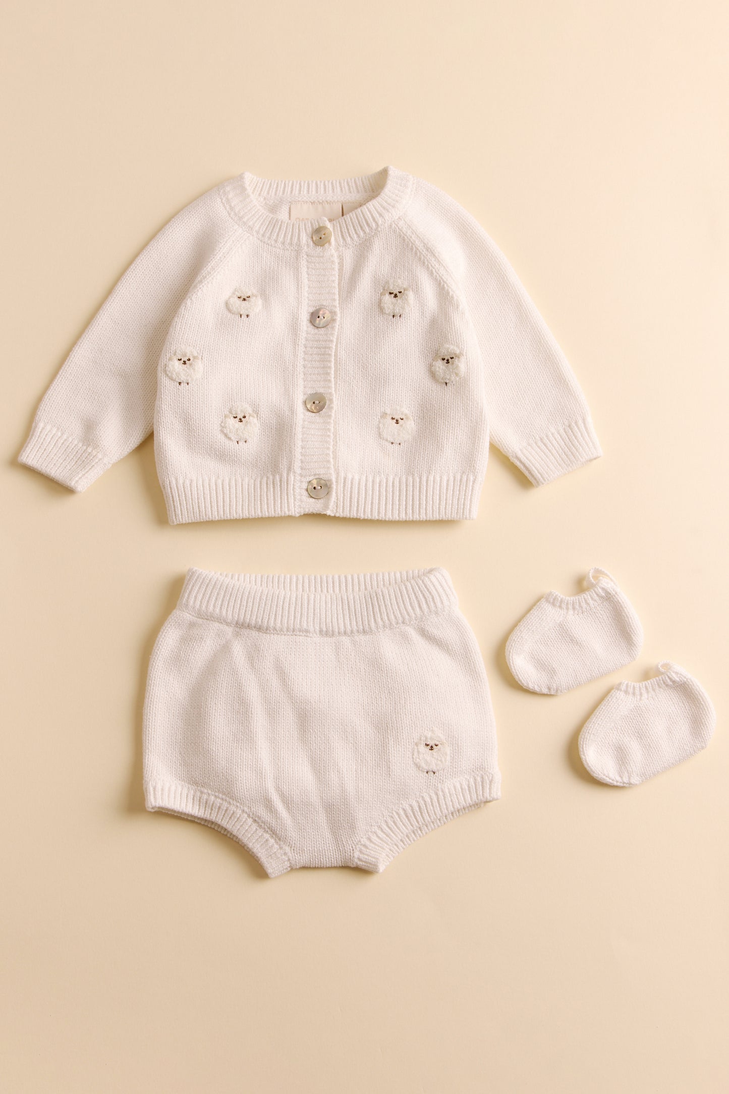 Knitted Little Lambs Cardigan and Short Set