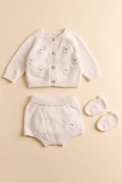 Knitted Little Lambs Cardigan and Short Set
