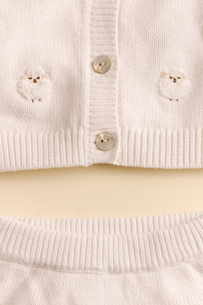 Knitted Little Lambs Cardigan and Short Set