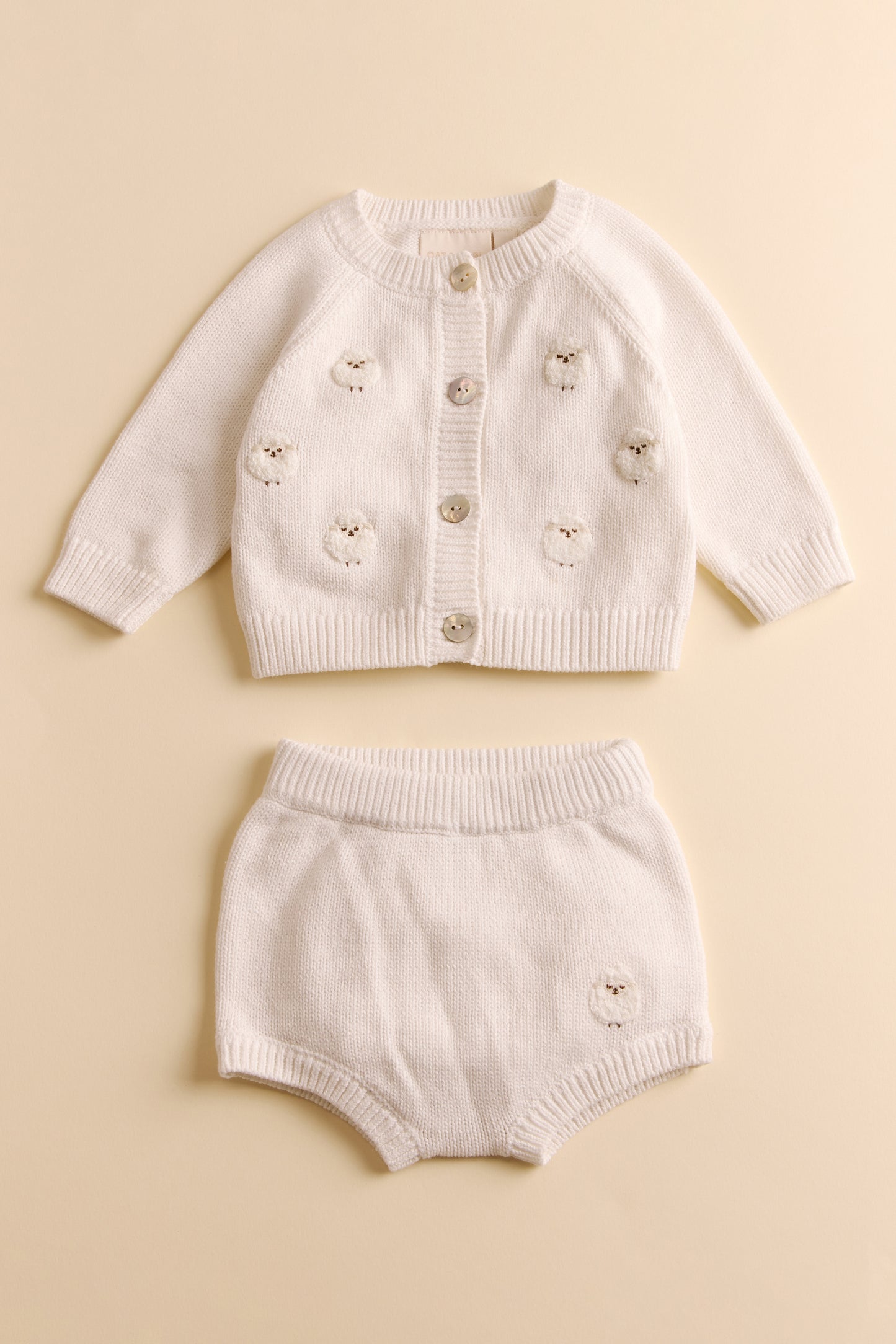 Knitted Little Lambs Cardigan and Short Set