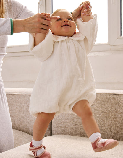 Petits Fleurs Collar Detail Cotton Romper