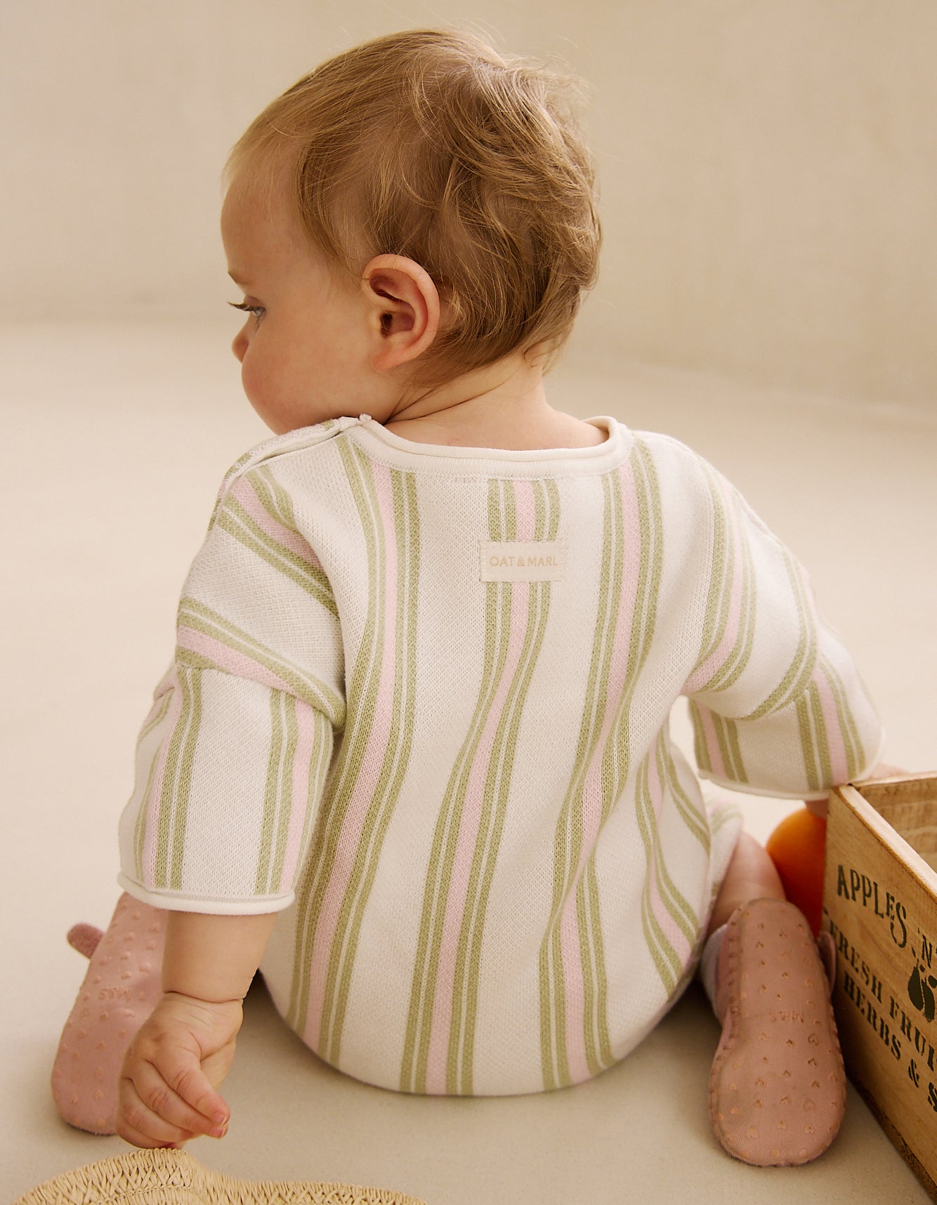 Roam Cotton Stripe Romper in Pink